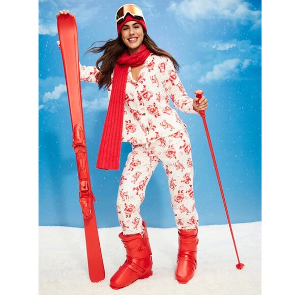 Old Navy 100% cotton Flannel Pajama 2-piece set in red/white, NWT, size Medium - Picture 7 of 8